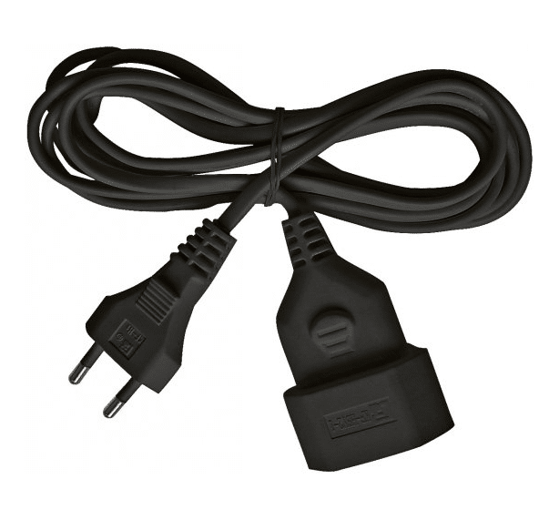 brennenstuhl kunststof verlengkabel (voor binnen, 3 m kabel, met euro stekker en koppeling) zwart