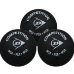 dunlop squashbal, 3 pack, zwart, dubbele stip