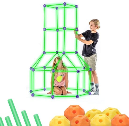 just23 glow in the dark mega speelgoed bouwpakket [fixed balls] fantasy forts – bouwspeelgoed – bouwset – jongens en meisjes – buitenspeelgoed – fort & hut bouwen