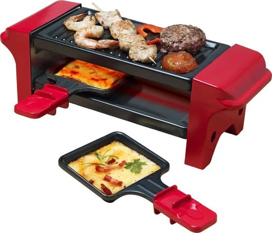 bestron mini raclette, gourmetstel voor 1 tot 2 personen 350w, kleur: rood/zwart