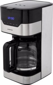 inventum kz712d koffiezetapparaat 1,5 liter 12 kopjes filter 1x4 glazen kan display met timer filterkoffie rvs/zwart