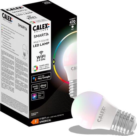 calex slimme lamp wifi led verlichting e27 smart bulb dimbaar rgb en warm wit 4,9w
