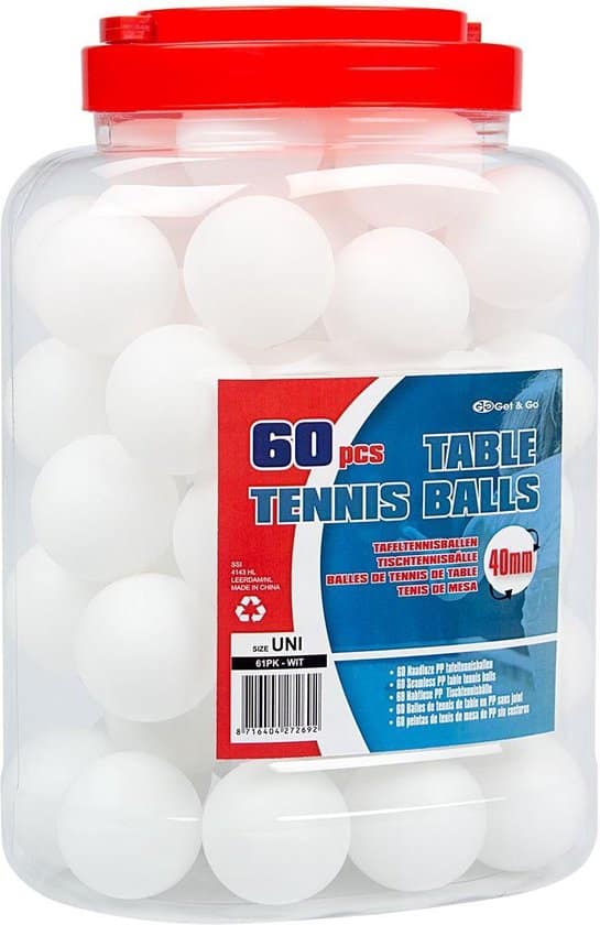 get & go tafeltennisballen pp in pot 60 stuks wit
