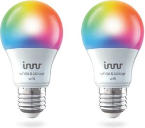 innr slimme wifi lamp e27 color geen bridge nodig 16 miljoen kleuren en alle wittinten smart led dimbaar en tunable 2 pack