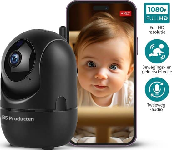 babyfoon met camera en app wifi full hd baby monitor baby camera babyfoons met beweeg en geluidsdetectie indoor night vision for baby/nanny bestverkocht zwart