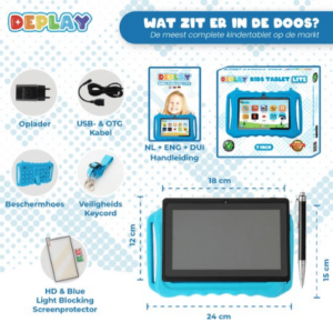 deplay kids tablet kindertablet android 12 – 7 inch blauw