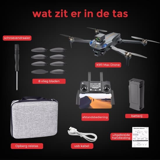 tedroka® k911 max drone met 4k camera drone met obstakelvermijding inclusief gps