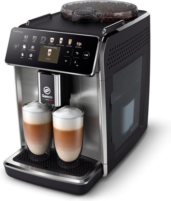 philips saeco granaroma sm6585/00 espressomachine 16 soorten warme drankjes zilver / rvs + aquaclean filter