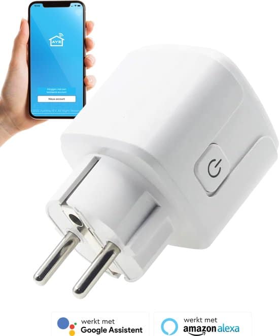 ayeway slimme stekker met energiemeter smart plug wifi stopcontact werkt met google home & alexa ios & android 1 stuk