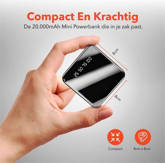 quchiq™ powerbank, 20000 mah, snel laden met 2.1a, micro usb & c input geschikt voor samsung en apple