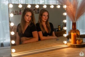flexie beauty glaminous 80 hollywood spiegel met verlichting vanity mirror voor visagie & make up 18 led lampen wit 10x & 5x vergroting